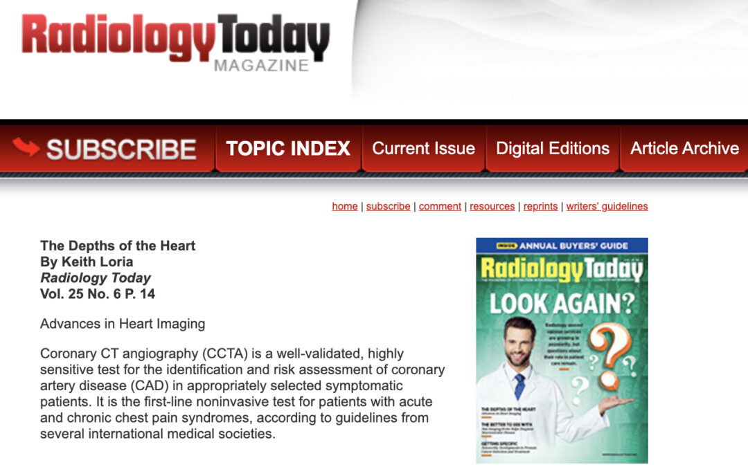 Advances in Heart Imaging – “The Depths of the Heart” by Keith Loria in Radiology Today